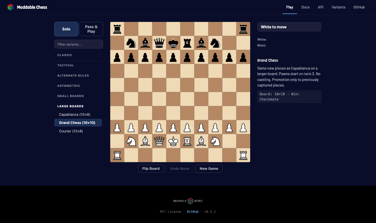 Moddable Chess — Grand Chess 10x10 variant