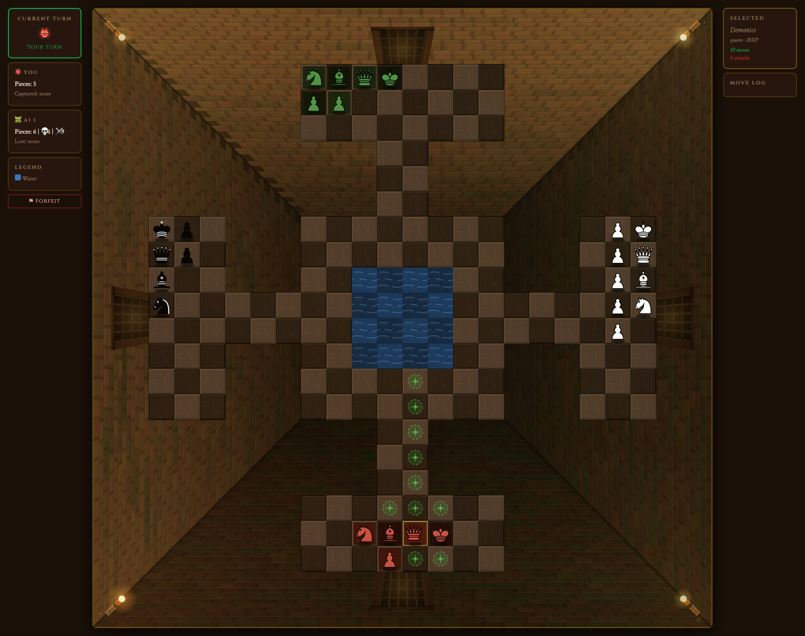 Dungeon Chess in-engine screenshot — four-army cross board